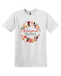Load image into Gallery viewer, Grannyhood Where Happiness Blooms Endlessly Unisex T-shirt
